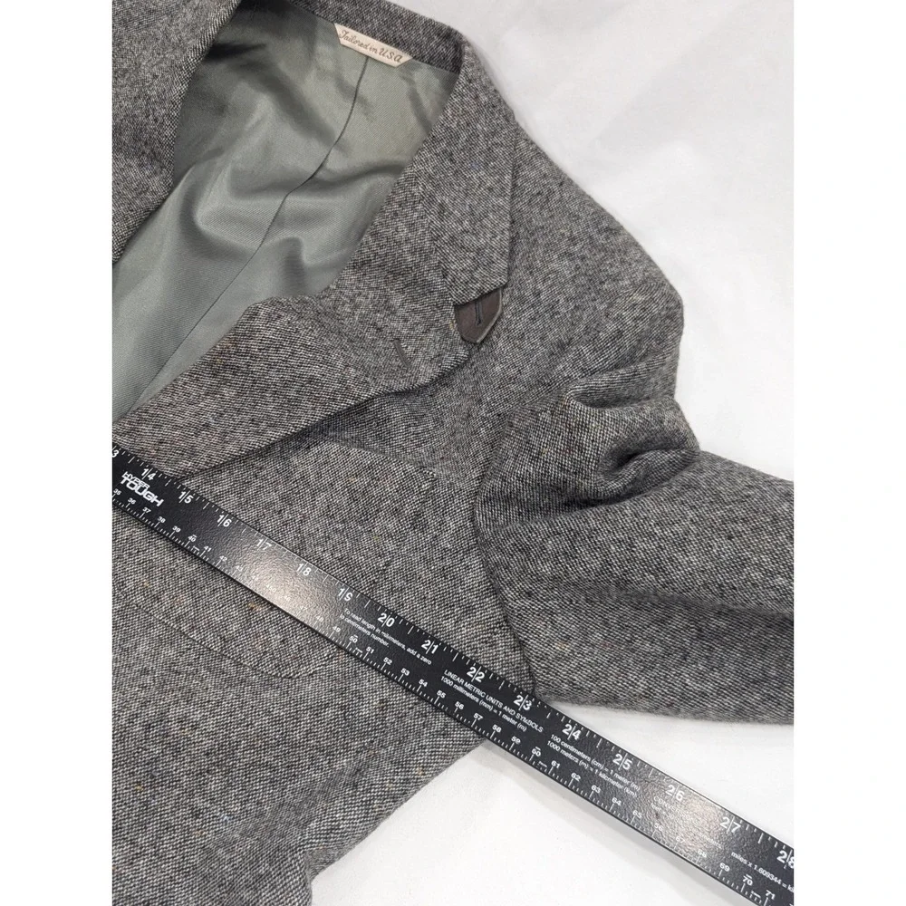 Stafford Blazer Sport Coat Suit Jacket Heavy Thick Wool‎ Gray Confetti 44R 46